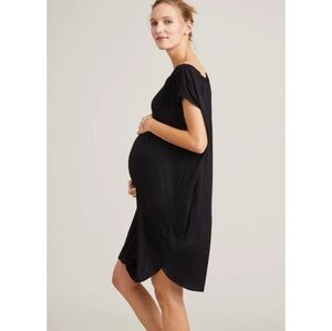 Hatch Maternity Black off the shoulder dress nursing nightgown postpartum
